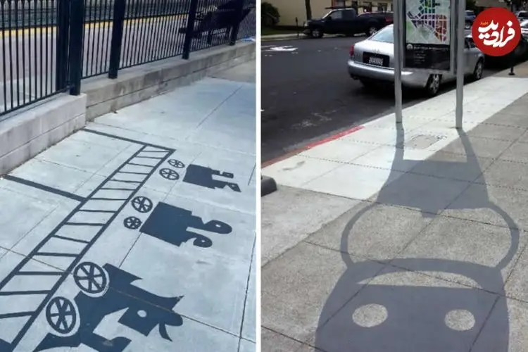 تصاویر؛ هنر خیابانی؛ خلاقیت هنرمندی که «سایه‌های خیالی» ایجاد می‌کند