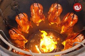 ببینید| غذای خیابانی در تایوان؛ مهارت آشپزهای خیابانی در کباب مرغابی در تایپه