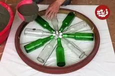 ببینید| نحوه ساخت یک میز پذیرایی خلاقانه با سیمان و بطری شیشه ای