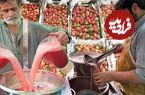 ببینید؛ غذای خیابانی در پاکستان؛ تهیه نوشیدنی با توت فرنگی و یخ در کراچی