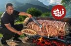 ببینید؛ غذای روستایی در آذربایجان؛ تهیه دونر کباب با گوشت گاو واگیو در طبیعت