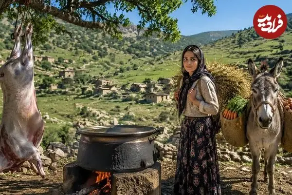 ببینید| غذای روستایی در ایران؛ پخت کابلی پلو غذای محبوب افغانستان در روستایی زیبا