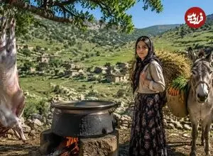 ببینید| غذای روستایی در ایران؛ پخت کابلی پلو غذای محبوب افغانستان در روستایی زیبا