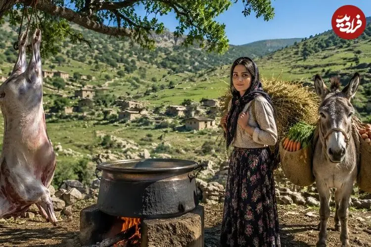 ببینید| غذای روستایی در ایران؛ پخت کابلی پلو غذای محبوب افغانستان در روستایی زیبا