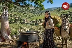 ببینید| غذای روستایی در ایران؛ پخت کابلی پلو غذای محبوب افغانستان در روستایی زیبا