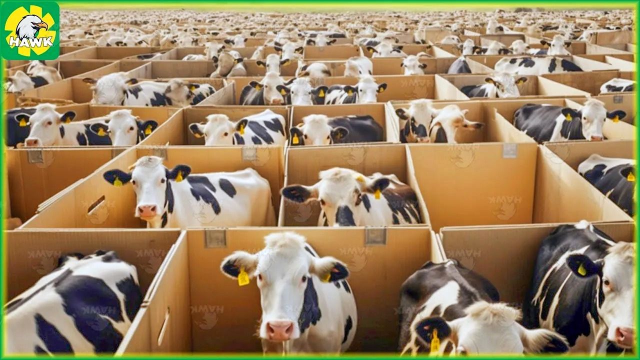 (ویدئو) کارخانه فرآوری گوشت؛ فرآیند پرورش میلیون ها گاو در اتاقک پلاستیکی