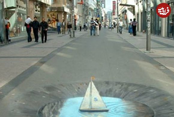 عکس؛ هنر خیابانی؛ خلاقیت فوق‌العاده هنرمندی که یک «شیلنگ آب خیالی» در خیابان خلق کرده است