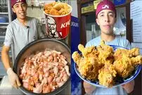 (ویدئو) روش جالب آشپز مشهور ازبک برای تهیه مرغ سوخاری به روش KFC