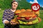ببینید؛ غذای روستایی در آذربایجان؛ تهیه همبرگر با گوشت چرخ کرده در طبیعت
