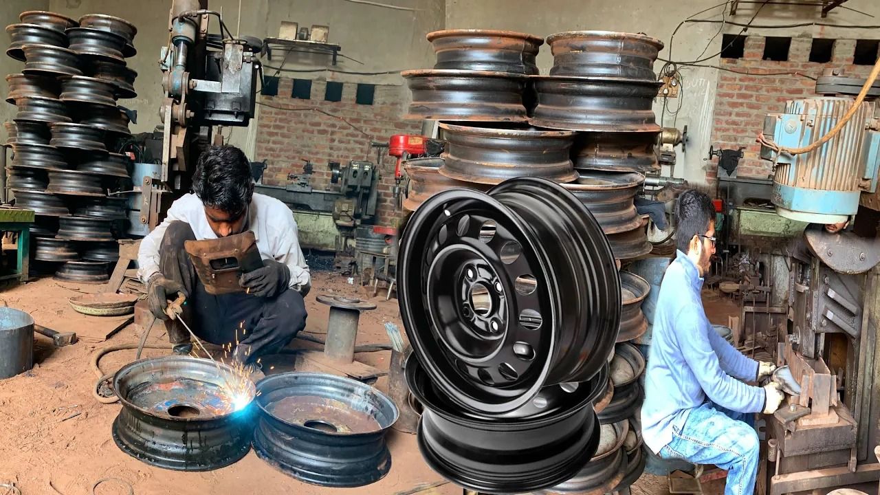 (ویدئو) فرایند پردردسر و دشوار تولید رینگ خودرو توسط پاکستانی ها در یک کارخانه قدیمی