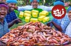 ببینید؛ غذای روستایی در هند؛ پخت یک غذای سنتی با میگو، سیر و کره