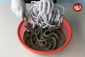 ببینید| با سیمان، دستکش و طناب یک گلدان زیبا و متفاوت بسازید