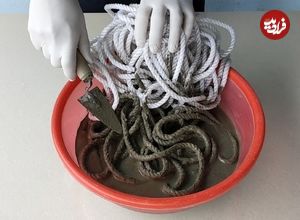 ببینید| با سیمان، دستکش و طناب یک گلدان زیبا و متفاوت بسازید