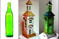 ببینید| فرآیند ساخت ماکت خانه ای زیبا با بطری شیشه ای و مقوا به روش استاد هندی