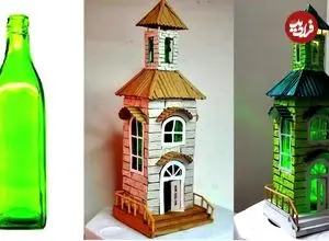 ببینید| فرآیند ساخت ماکت خانه ای زیبا با بطری شیشه ای و مقوا به روش استاد هندی