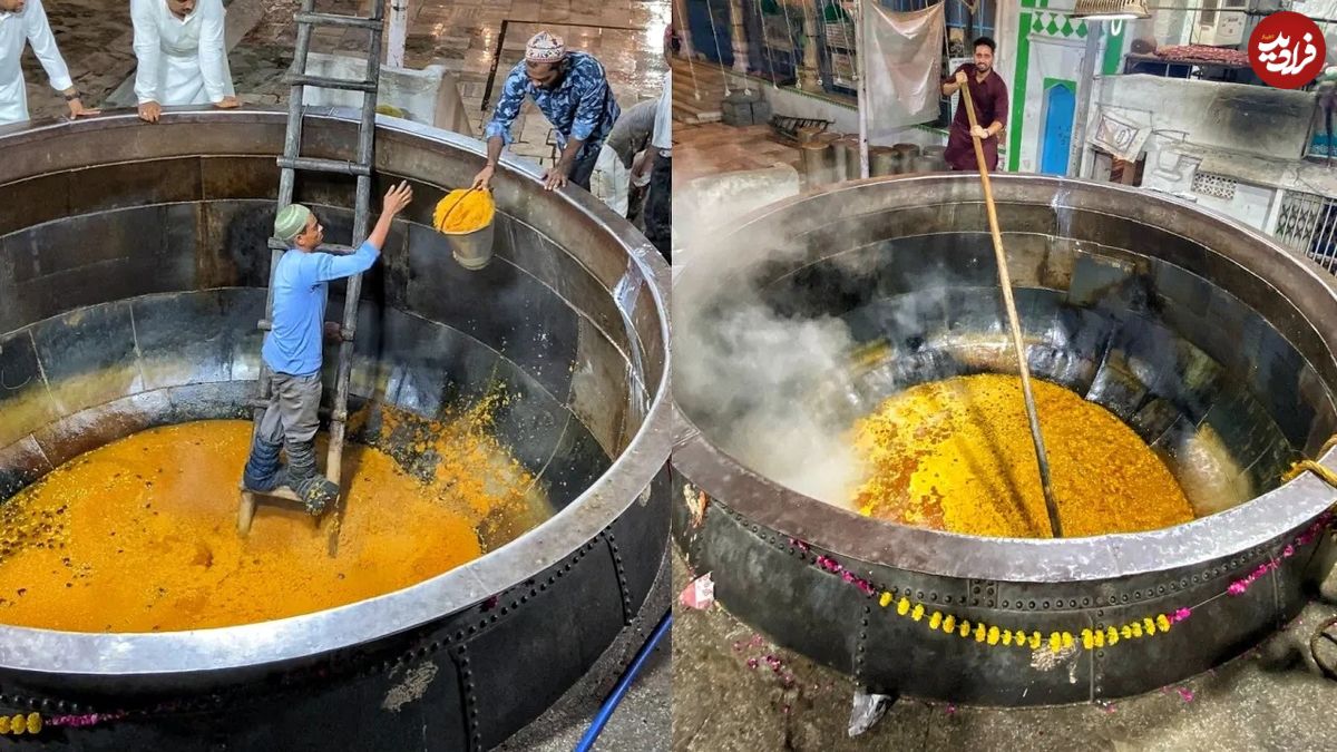 (ویدئو) پخت هیجان انگیز کادایی 4 هزار و 800 کیلوگرمی در شهر اجمر ایالت راجستان هند