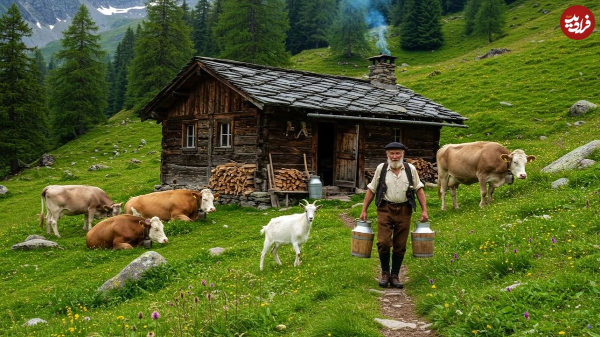ببینید؛ غذای روستایی در سوئیس؛ تهیه پنیر و کره از شیر تازه در کوهستان آلپ