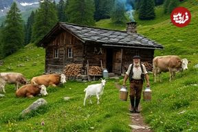 ببینید؛ غذای روستایی در سوئیس؛ تهیه پنیر و کره از شیر تازه در کوهستان آلپ