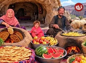 ببینید| غذای روستایی در افغانستان؛ پخت نان سنتی و سیب زمینی سرخ کرده