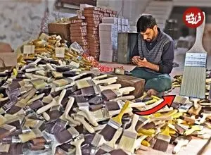 ببینید| مراحل دیدنی تولید انبوه قلم موی نقاشی در کارگاهی در پاکستان
