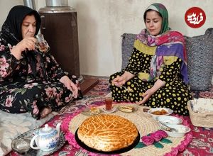 ببینید| غذای روستایی در ایران؛ پخت یک نان سنتی مغزدار در روستایی کوهستانی