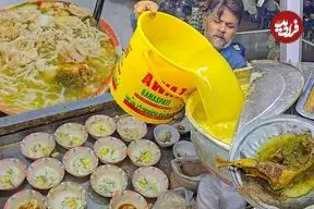 ببینید| غذای خیابانی در پاکستان؛ پخت محبوب ترین سوپ مرغ در کراچی