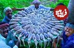 ببینید؛ غذای روستایی در هند؛ پخت یک غذای سنتی با 30 کیلو ماهی مرکب