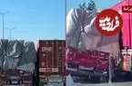 ببینید| صحنه‌ای باورنکردنی؛ راننده تریلی، کامیون در حال سقوط را نجات داد