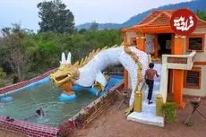 ببینید| ساخت یک ویلا با سرسره آبی و استخر در جنگل های تایلند