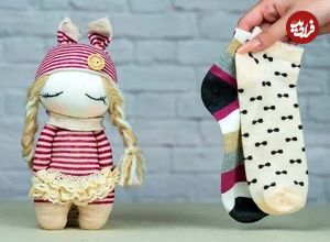 (ویدئو) نحوه درست کردن یک عروسک زیبا با جوراب