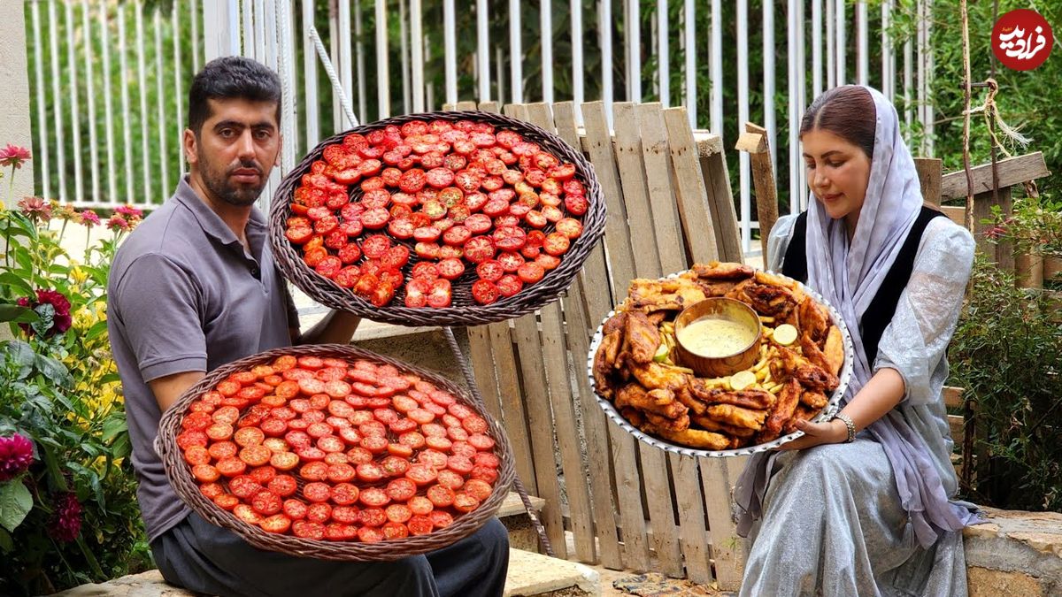 ببینید؛ غذای روستایی در ایران؛ تهیه جوجه کباب چینی توسط زوج روستایی