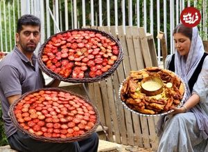 ببینید؛ غذای روستایی در ایران؛ تهیه جوجه کباب چینی توسط زوج روستایی