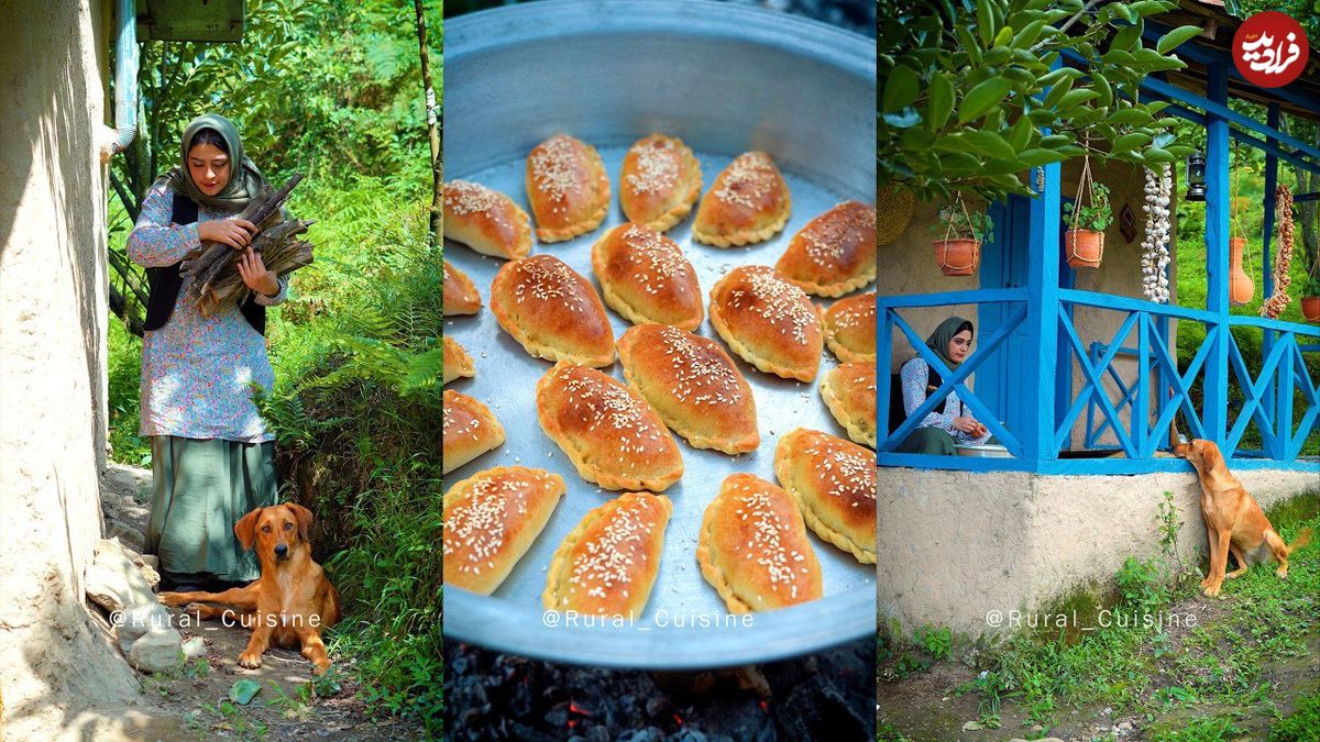 ببینید؛ غذای روستایی در ایران؛ تهیه پیراشکی گوشت و قارچ در روستایی جنگلی