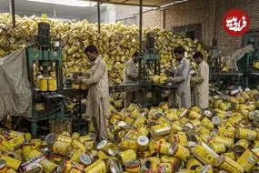 ببینید| فرآیند تولید قوطی رنگ از طریق بازیافت حلبی های قدیمی روغن در پاکستان