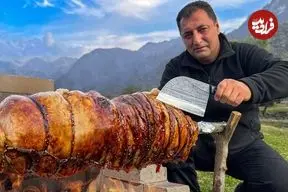 ببینید| غذای روستایی در آذربایجان؛ تهیه رولت گوشت بره پر شده با سبزیجات و پنیر