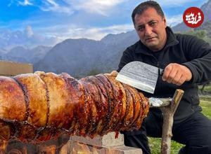 ببینید| غذای روستایی در آذربایجان؛ تهیه رولت گوشت بره پر شده با سبزیجات و پنیر