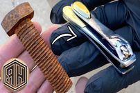 ببینید؛ مراحل شگفت انگیز تبدیل یک پیچ زنگ زده به یک ناخن گیر براق!