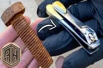 ببینید؛ مراحل شگفت انگیز تبدیل یک پیچ زنگ زده به یک ناخن گیر براق!