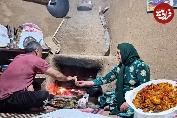 ببینید| غذای روستایی در ایران؛ پخت خورشت بادمجان و مرغ در خانه ای روستایی