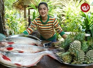 ببینید| غذای روستایی در چین؛ پخت سوپ با ماهی آب شیرین، آناناس و زنجبیل