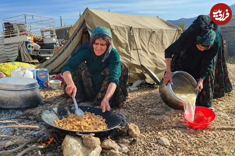 ببینید| غذای روستایی در ایران؛ پخت ماکارونی با میگو توسط یک بانوی عشایر