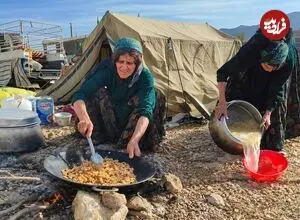 ببینید| غذای روستایی در ایران؛ پخت ماکارونی با میگو توسط یک بانوی عشایر