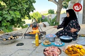 ببینید؛ غذای روستایی در ایران؛ پخت آبگوشت مرغ روی هیزم توسط مادربزرگ ایلامی 