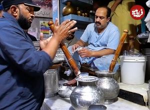 ببینید؛ غذای خیابانی در پاکستان؛ تهیه نوشیدنی سنتی لاسی در پیشاور 