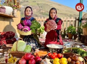 ببینید؛ غذای روستایی در گیلان؛ پخت دلمه کلم پرشده با گوشت