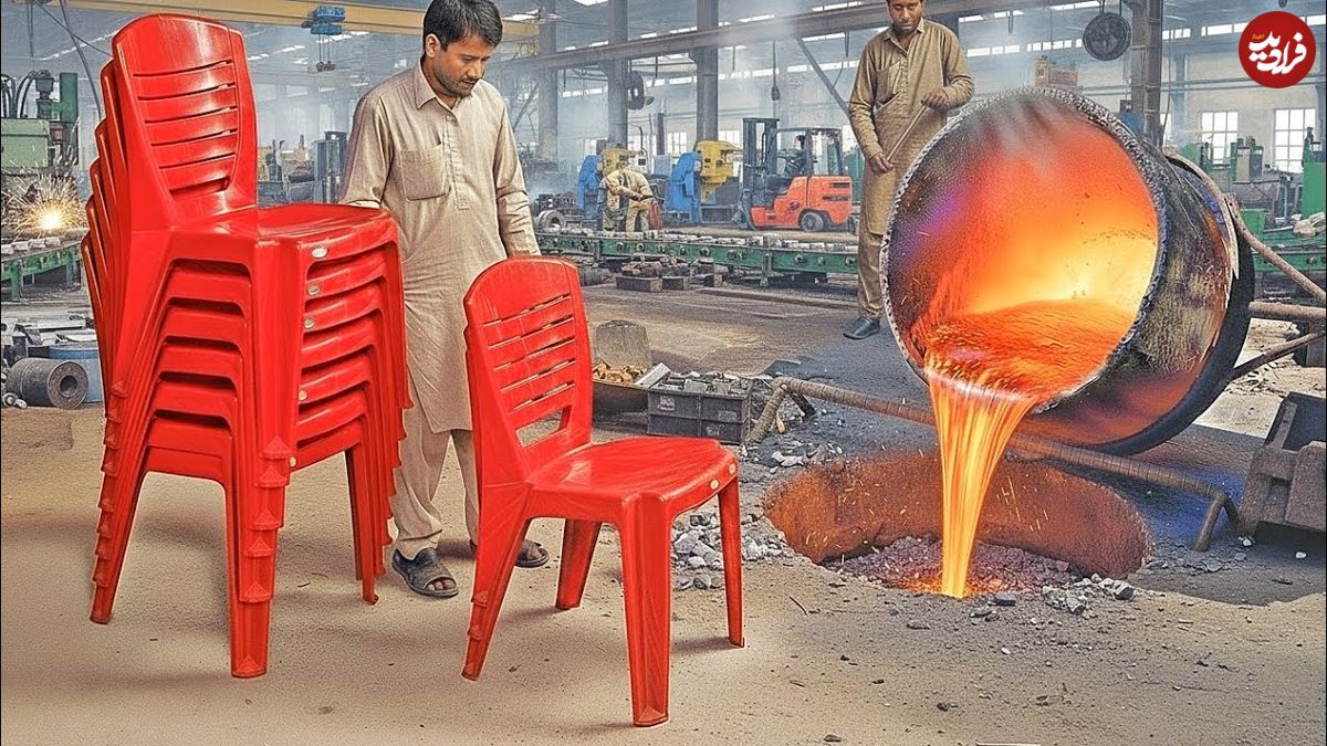 ببینید؛ فرایند تولید صندلی پلاستیکی از طریق بازیافت گونی های دورریز در پاکستان
