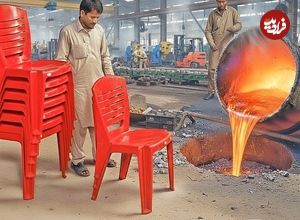 ببینید؛ فرایند تولید صندلی پلاستیکی از طریق بازیافت گونی های دورریز در پاکستان