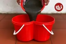 ببینید| مراحل ساخت یک گلدان دوقلو با سیمان و سطل پلاستیکی