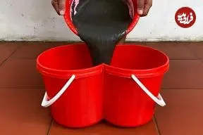 ببینید| مراحل ساخت یک گلدان دوقلو با سیمان و سطل پلاستیکی