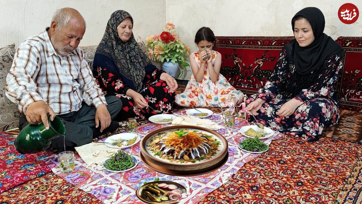 ببینید؛ غذای روستایی در ایران؛ پخت کشک بادمجان سنتی به روش یک بانوی روستایی